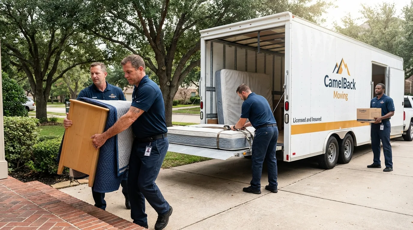 Crew loading residential truck for cross-state move from Fall City, WA