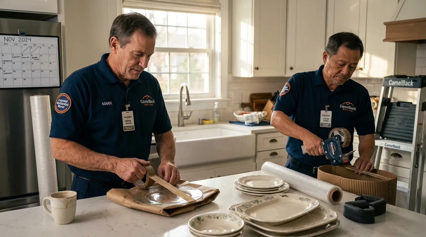 Professional crew packing kitchen dishware in Fall City, WA
